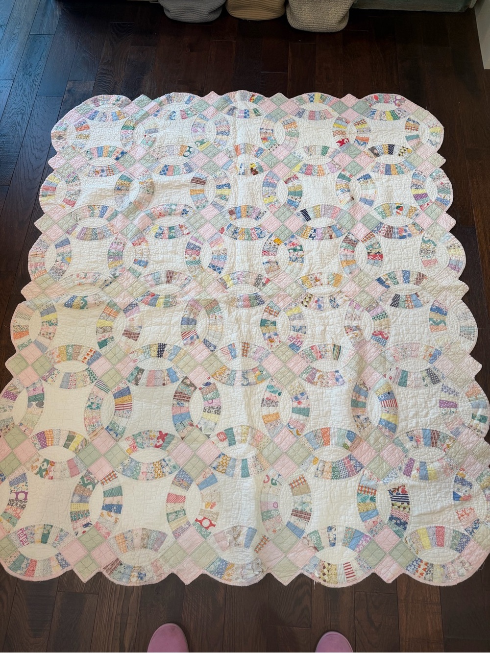 Handmade Double Wedding Ring Quilt
